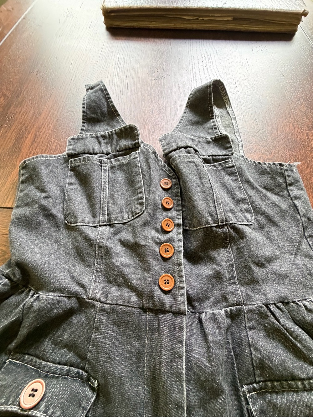 Women's Black Denim Wide-Leg Cropped Overalls Jumpsuit size medium - Picture 3 of 8